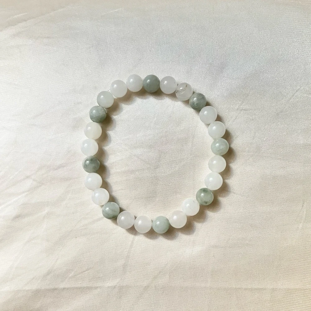 New: 8mm Handmade Green Tea Jasper Natural Crystal Bead Bracelet